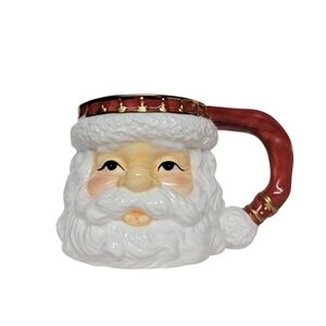 CBK,LTD Handpainted Ceramic Santa Mug Cup Gold Rim
